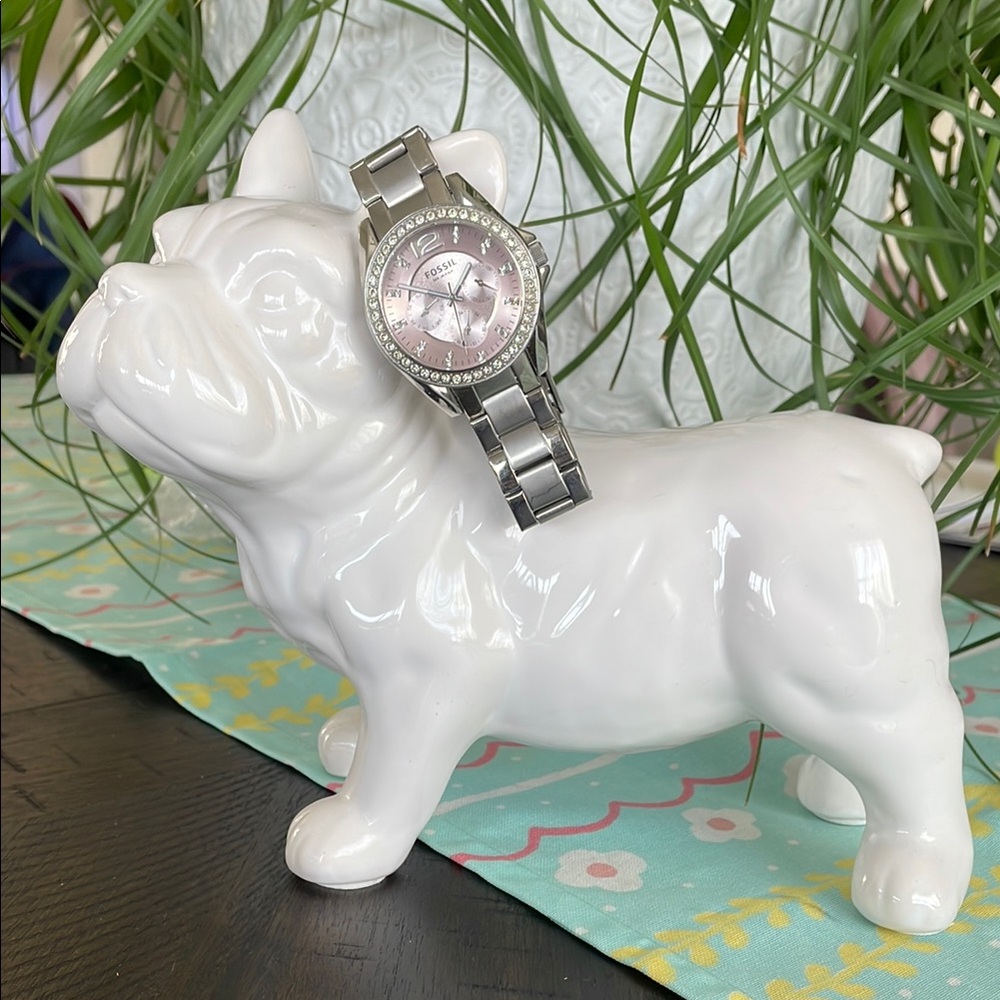 Fossil Women's Silver and Pink Watch